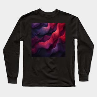 Elegant Purple and Red Waves Wallpaper Long Sleeve T-Shirt